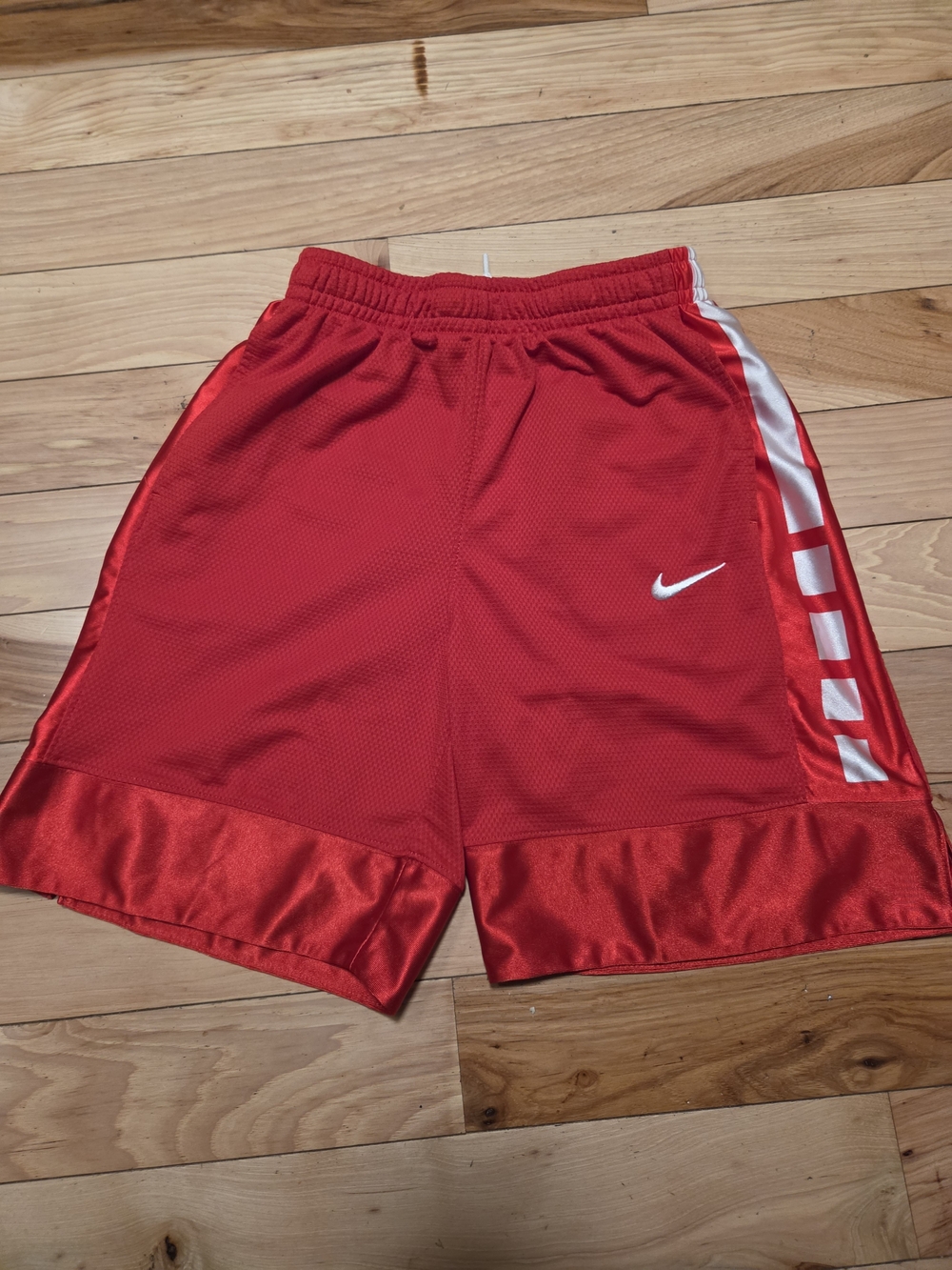 Nike Red Youth Athletic Mesh Shorts with White Side Accents